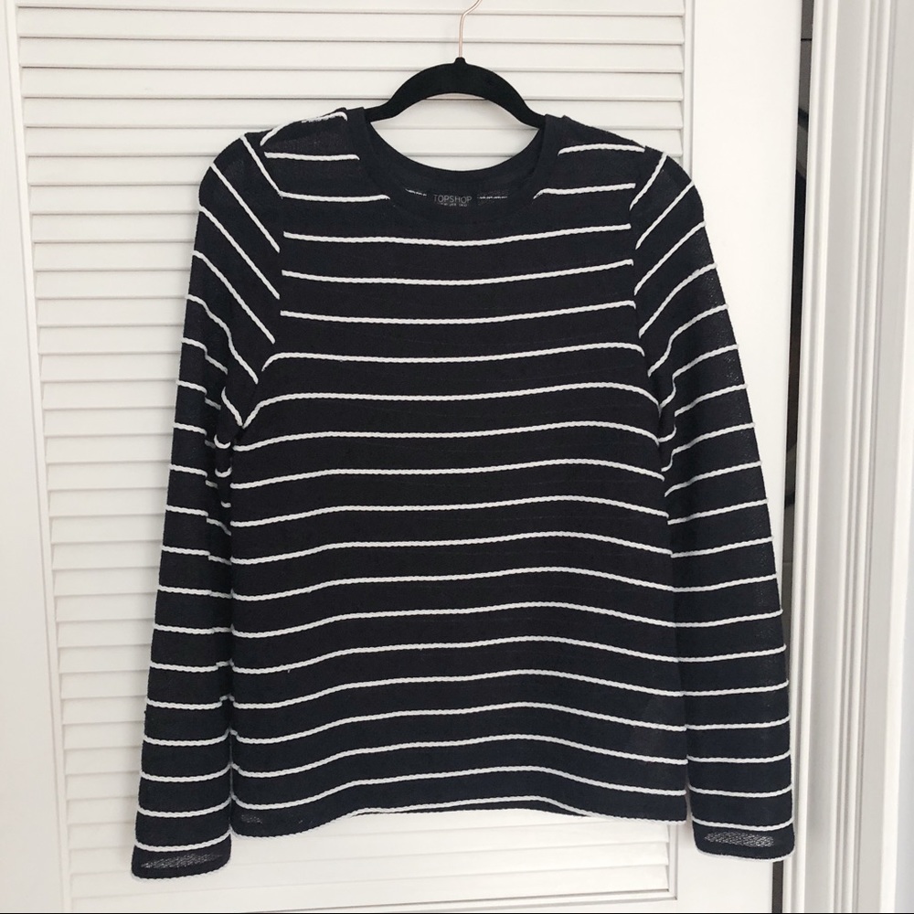 Topshop Navy & White Striped Sailor Sweater